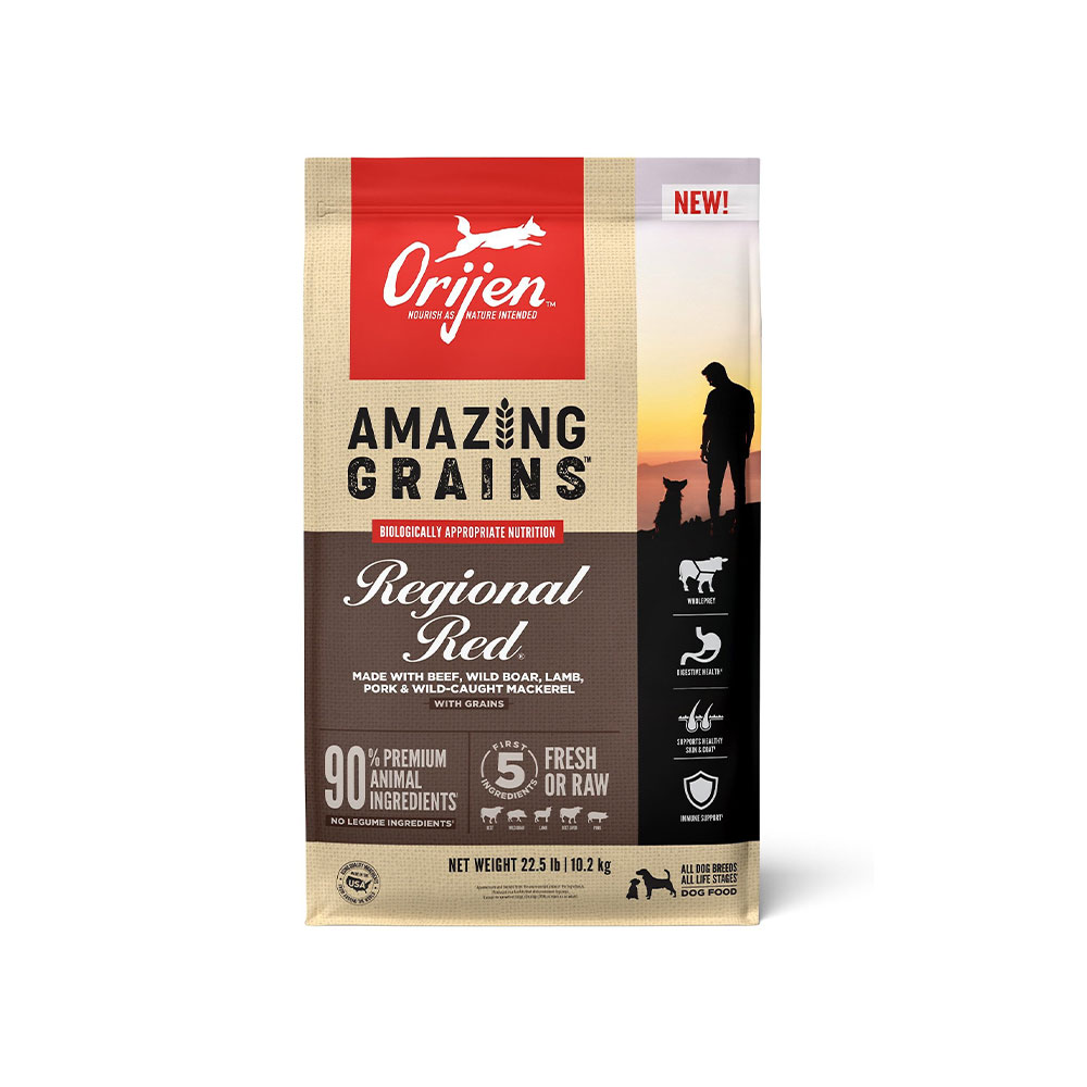 غذای خشک سگ اوریجن مدل Amazing Grains Regional Red