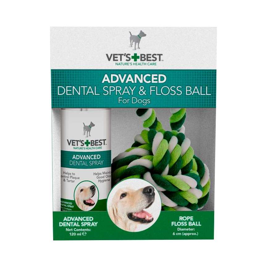 اسپری دنتال سگ همراه با همراه توپ وتس بست Vet's Best Natural Dental Spray & Floss Ball