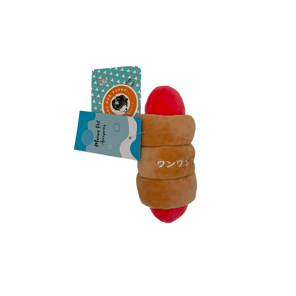 اسباب‌بازی پارچه‌ای سگ طرح هات‌داگ