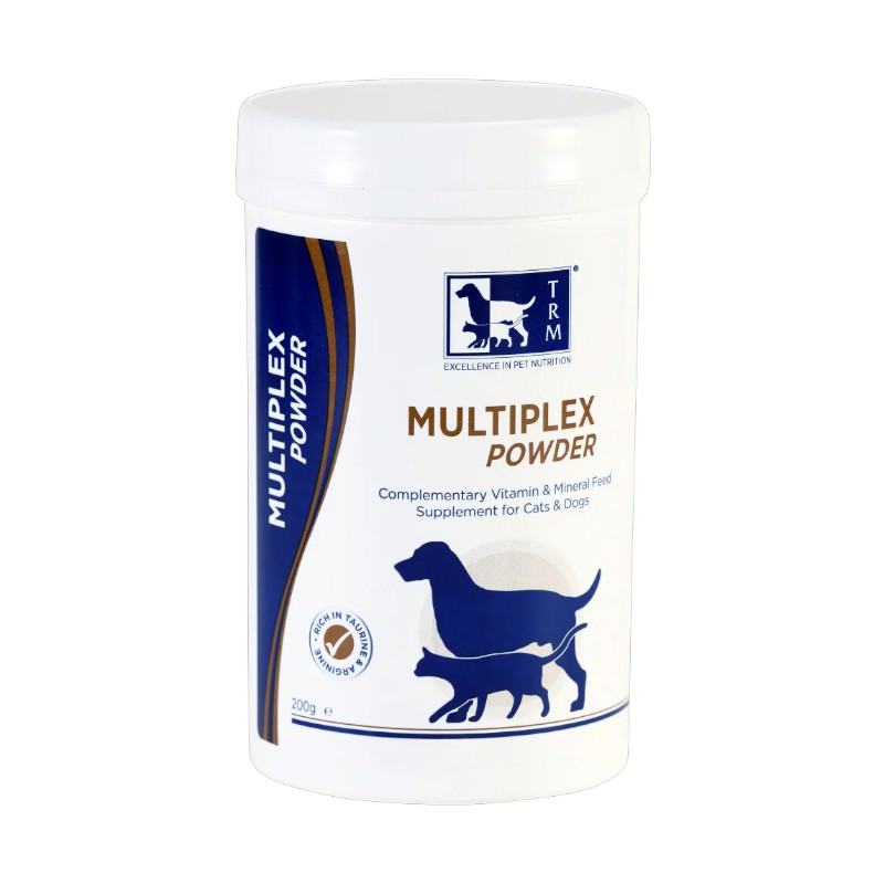 مکمل پودری ویتامین و مواد معدنی سگ و گربه مولتی پلکس تی آر ام TRM Pet Multiplex Powder 