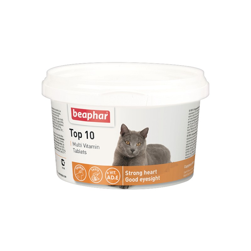 مکمل تاپ تن گربه 180 عددی Beaphar Top 10 Multi-Vitamin Tablets